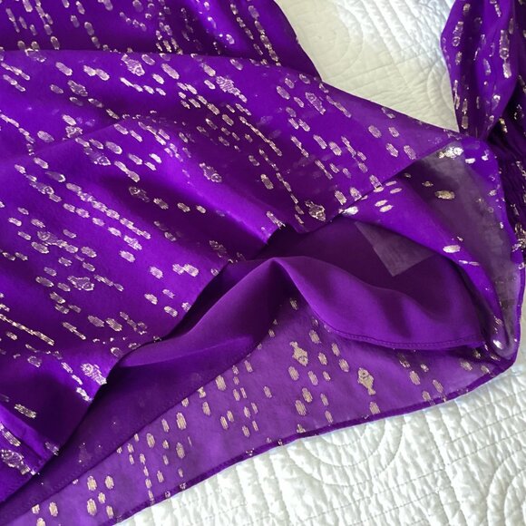 Lilly Pilitzer Idina Silk Top Size S Purple Party Resortwear Metallic Shimmer - Picture 7 of 11